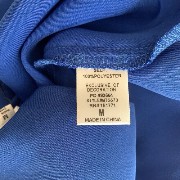 LE LIS Royal Blue Crystal Strap Drape Neck Satin Halter Top Size Medium NWT - Picture 10 of 14